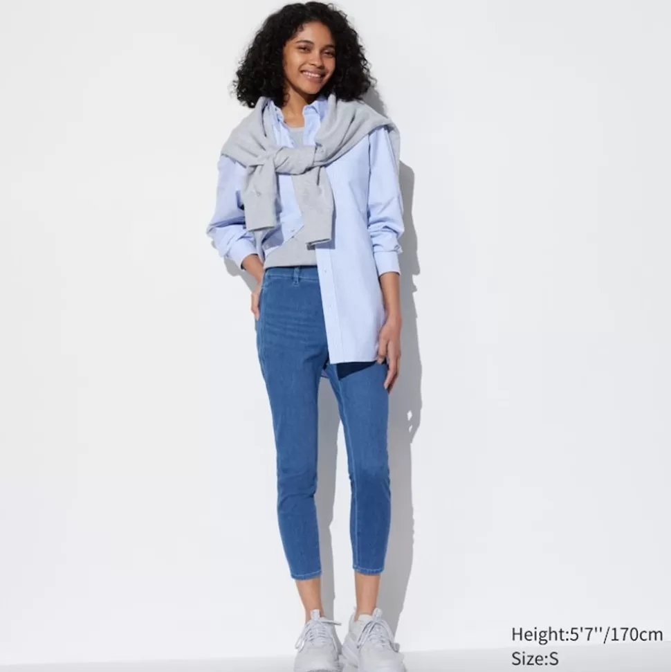 UNIQLO Hosen, Leggings & Jogginghosen*High Waisted Ultra Stretch Cropped Denim Leggings Blau