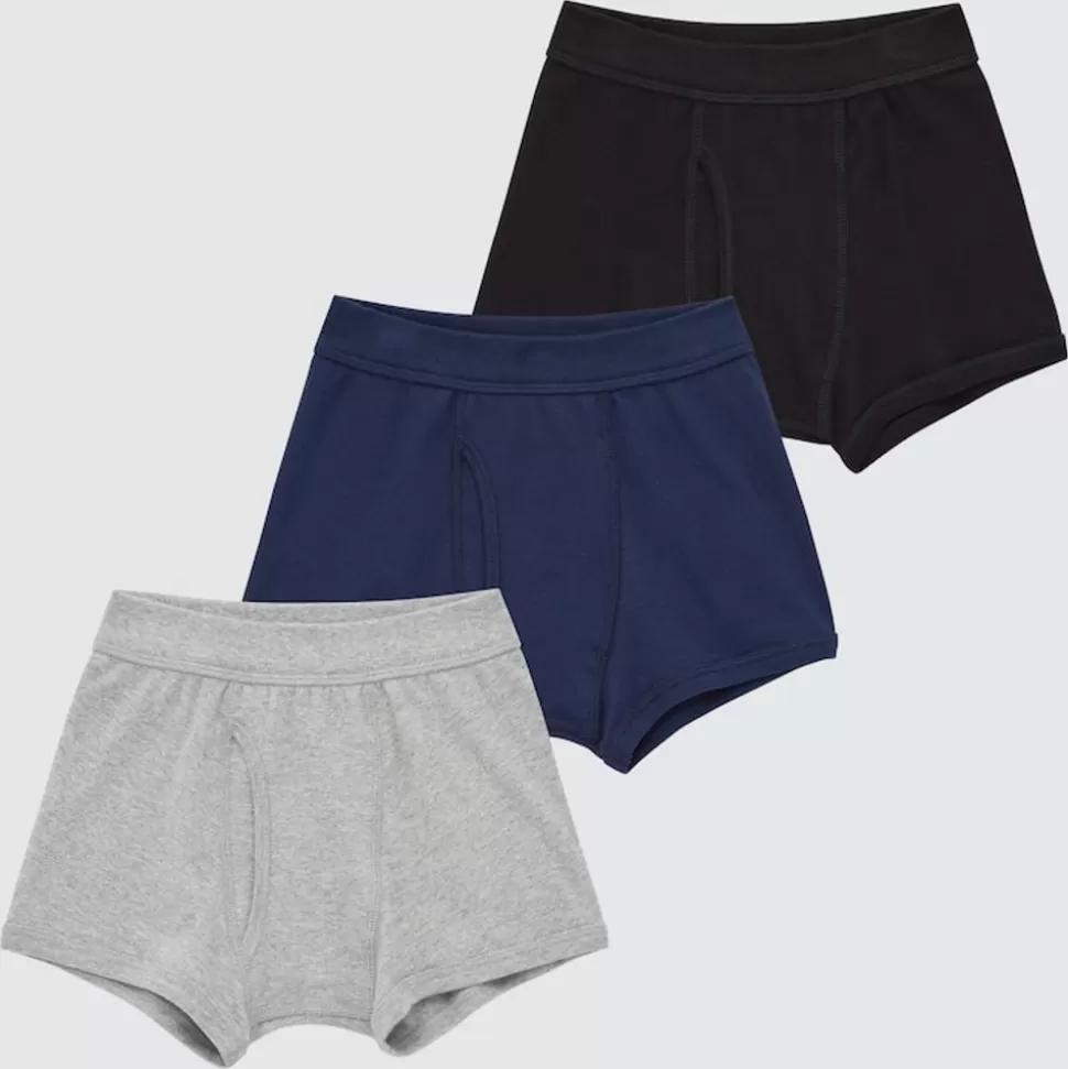 UNIQLO Bhs & Unterwäsche*Jungen Baumwolle Unterhose (3Er-Set) Grau