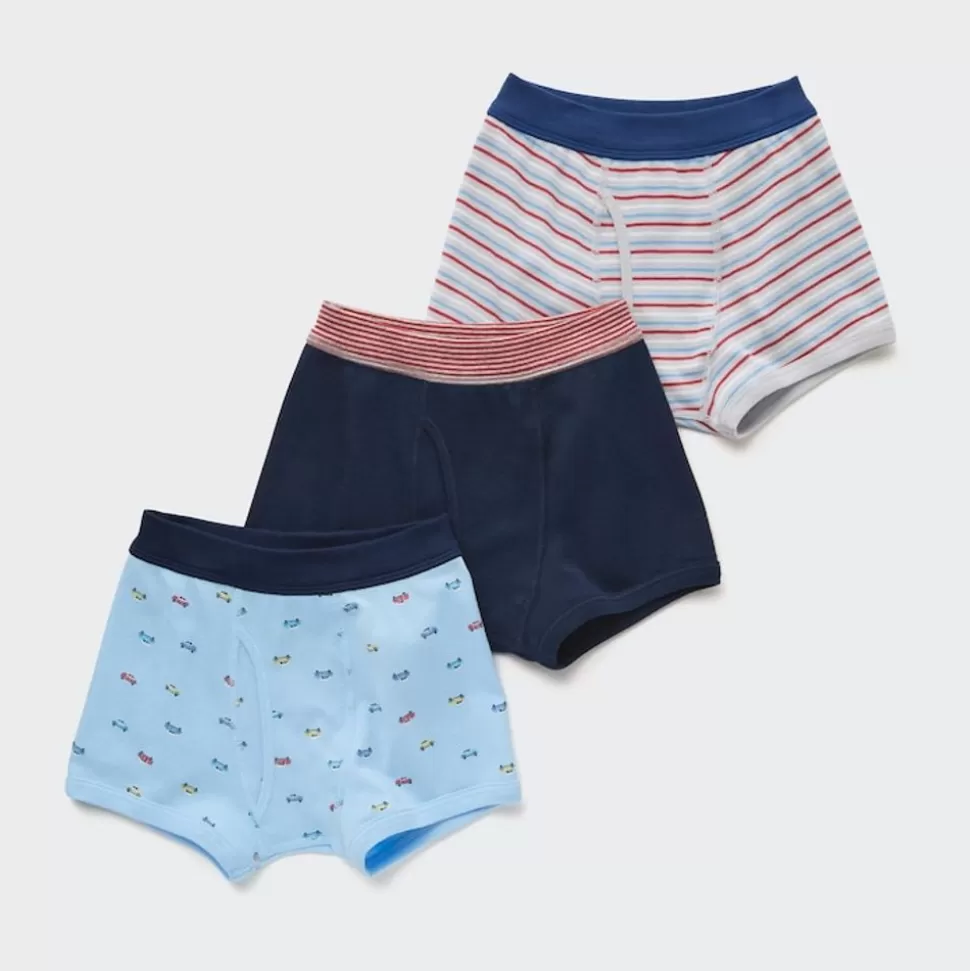 UNIQLO Bhs & Unterwäsche*Jungen Gemusterte Unterhose (3Er-Set) Blau