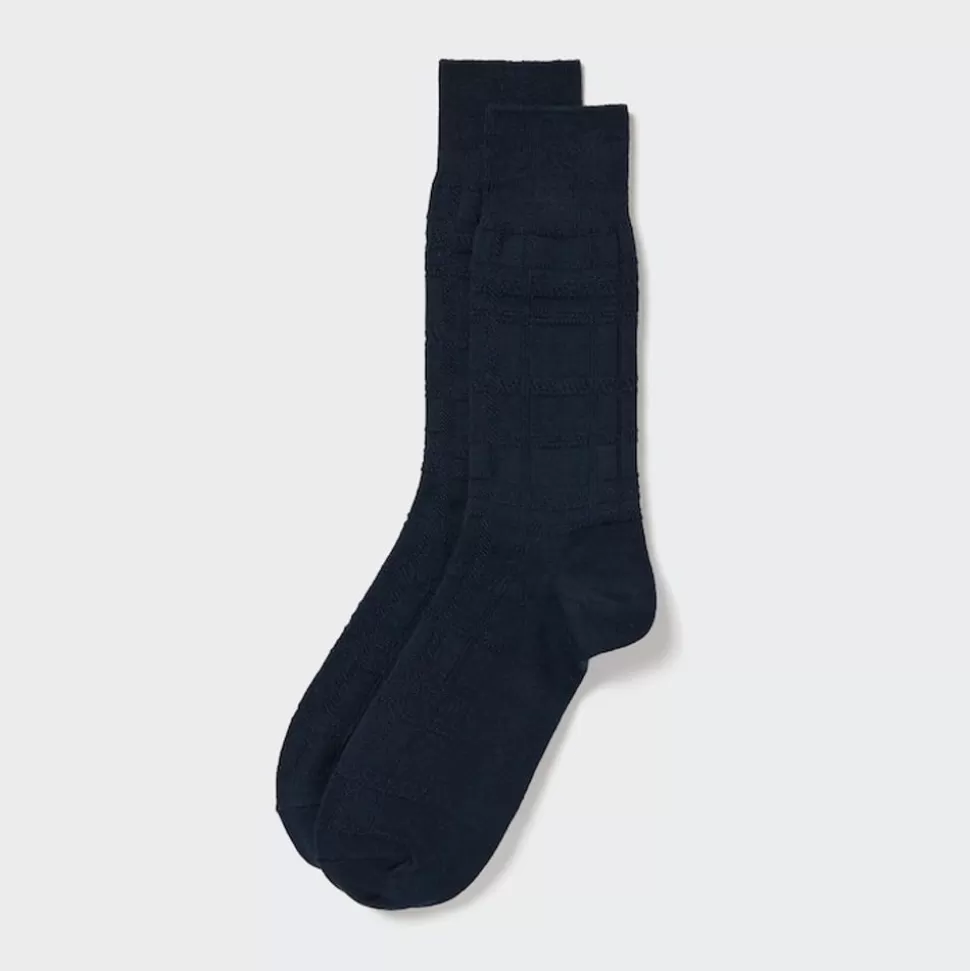 UNIQLO Socken*Karierte Baumwolle Socken Dunkelblau