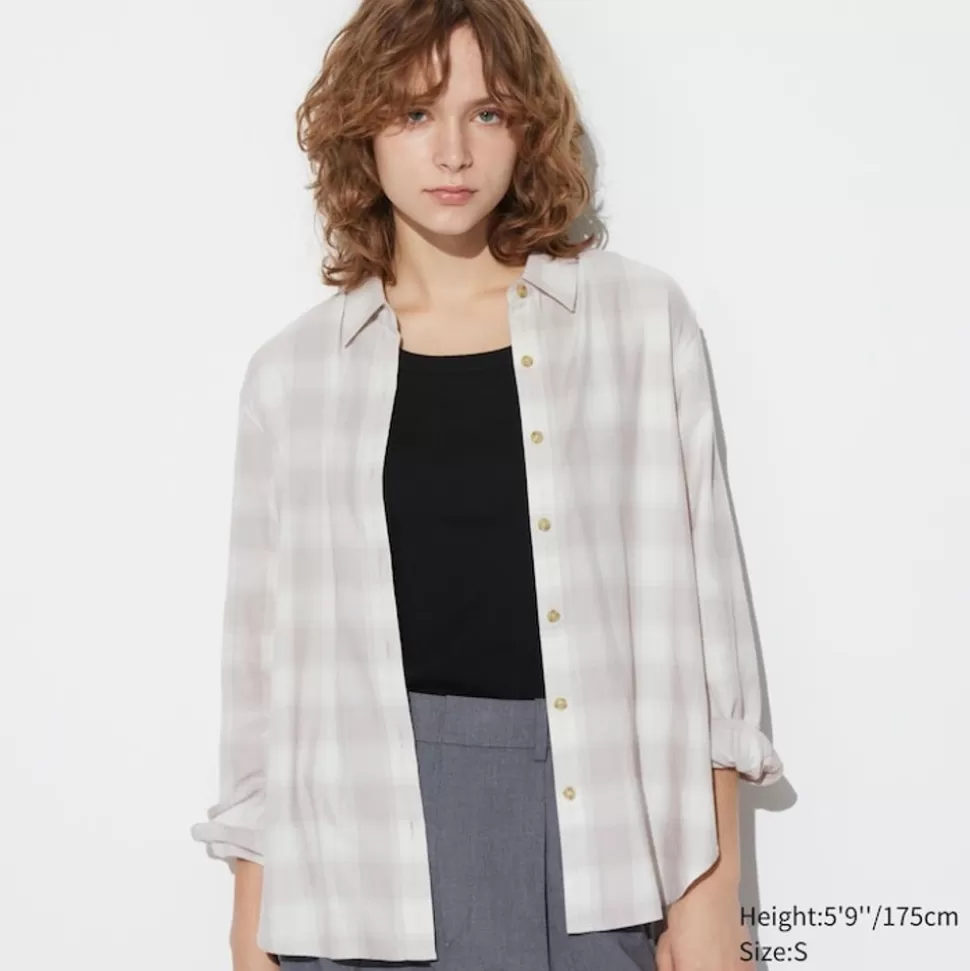 UNIQLO Hemden & Blusen*Karierte Sanfte Velours Langarm Bluse