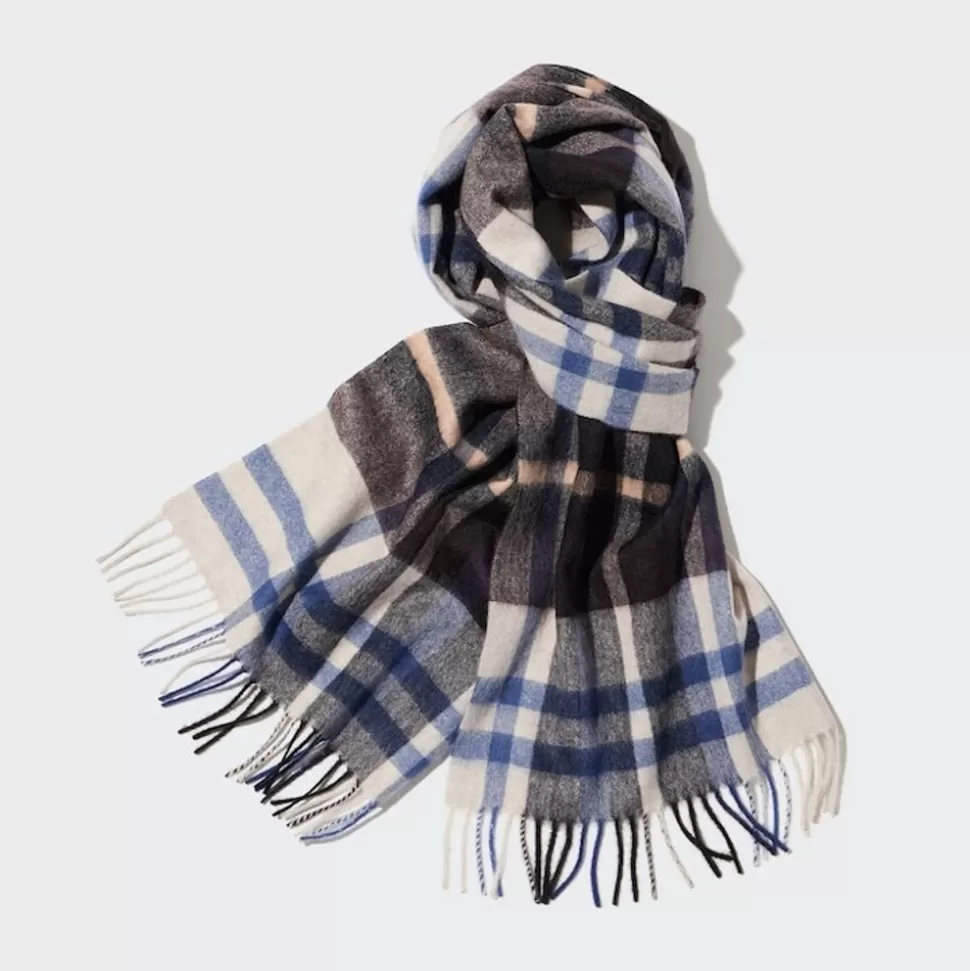 UNIQLO Accessoires & Taschen*Karierter 100% Kaschmir Schal Hellgrau