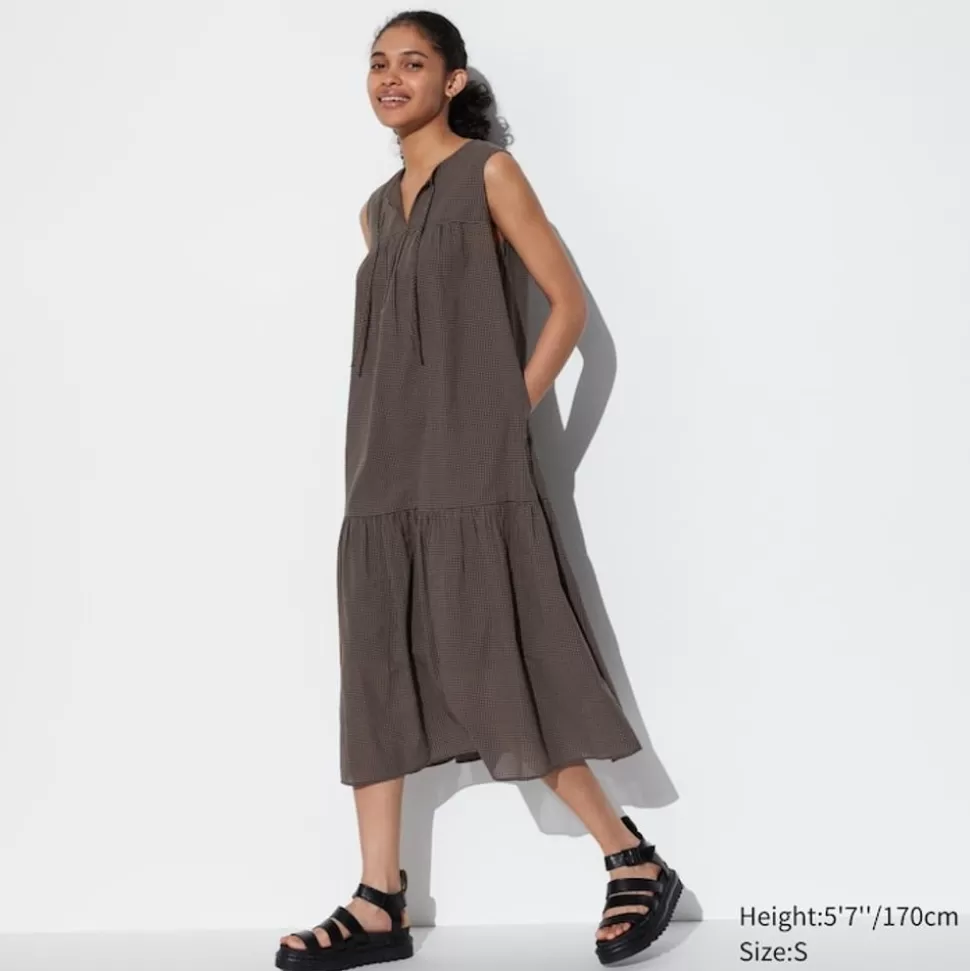 UNIQLO Kleider, Jumpsuits & Overalls*Kariertes Armelloses Leichtes Baumwolle Kleid