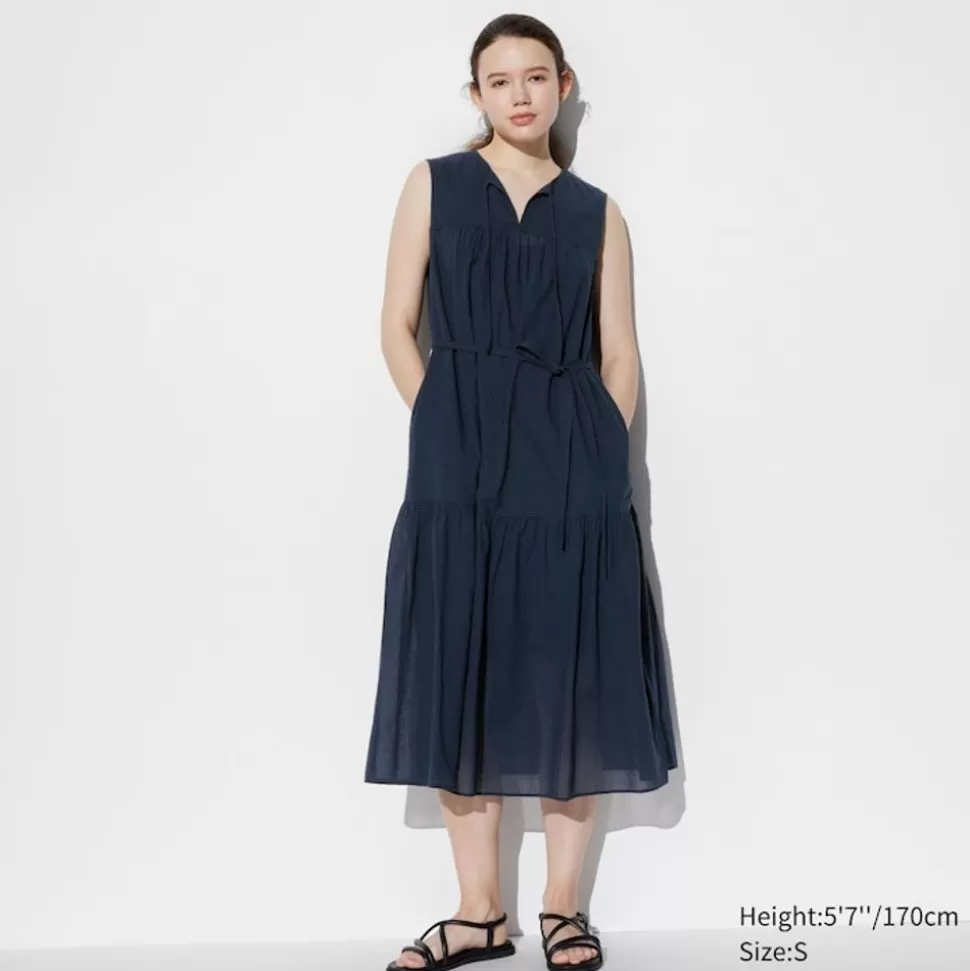UNIQLO Kleider, Jumpsuits & Overalls*Kariertes Armelloses Leichtes Baumwolle Kleid