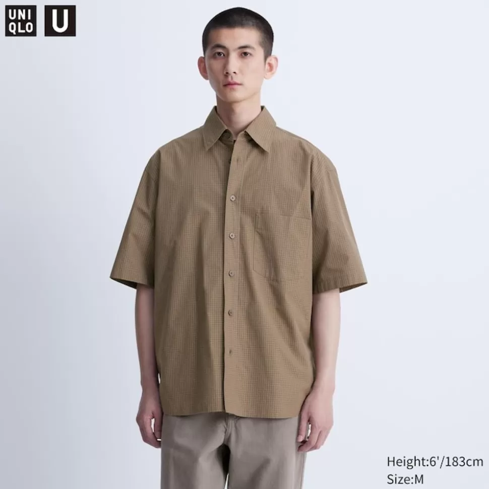 UNIQLO Hemden*Kariertes Oversized Halbarm Hemd