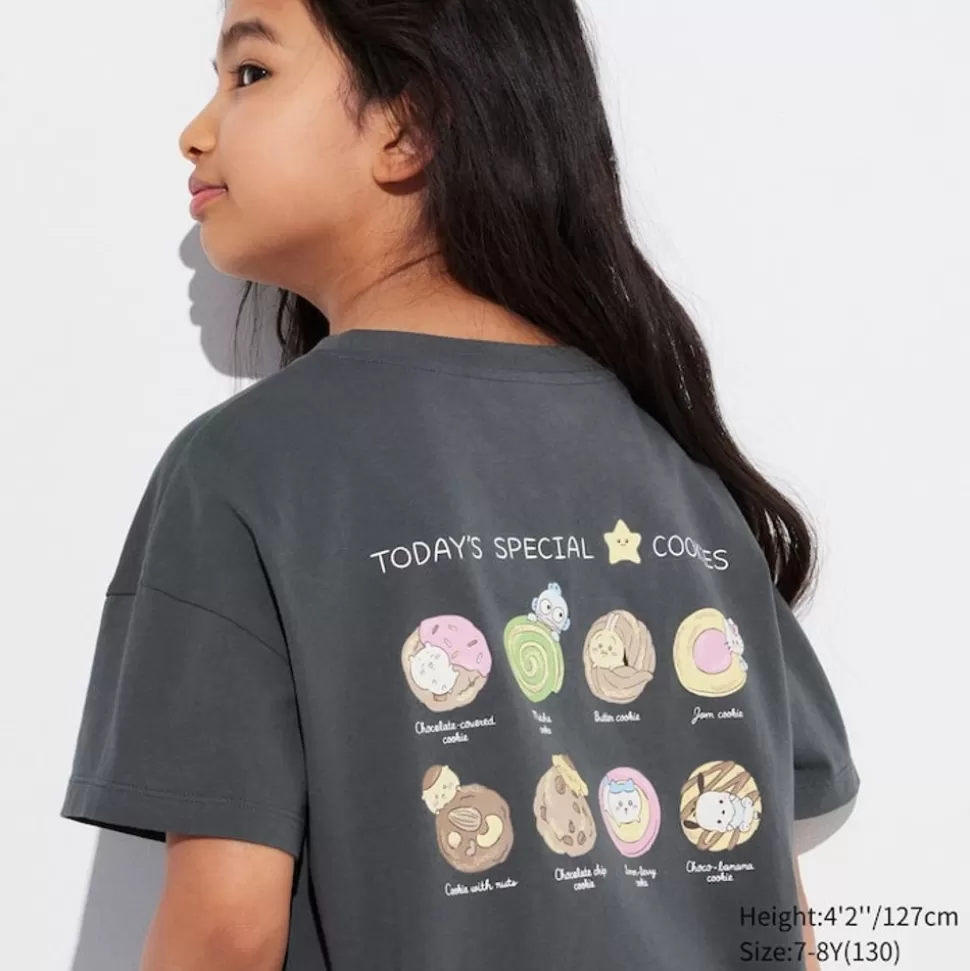 UNIQLO T-Shirts, Bh-Tops & Poloshirts*Kinder Chiikawa X Sanrio Ut Bedrucktes T-Shirt Dunkelgrau