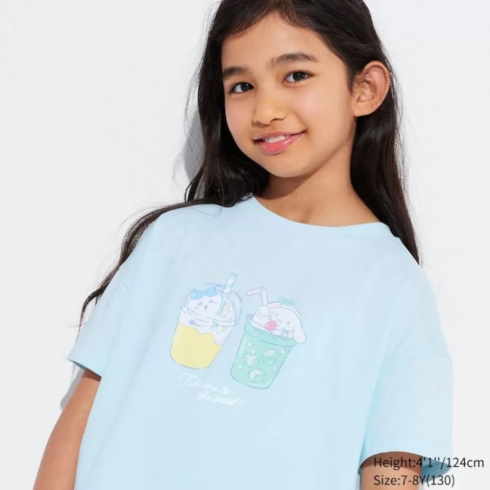 UNIQLO T-Shirts, Bh-Tops & Poloshirts*Kinder Chiikawa X Sanrio Ut Bedrucktes T-Shirt Hellblau