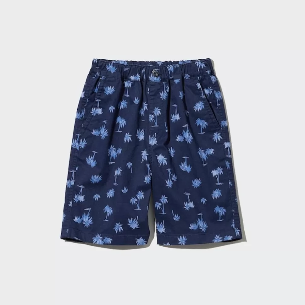 UNIQLO Hosen, Jogginghosen & Leggings*Kinder Gemusterte Baumwolle Stretch Easy Shorts Dunkelblau