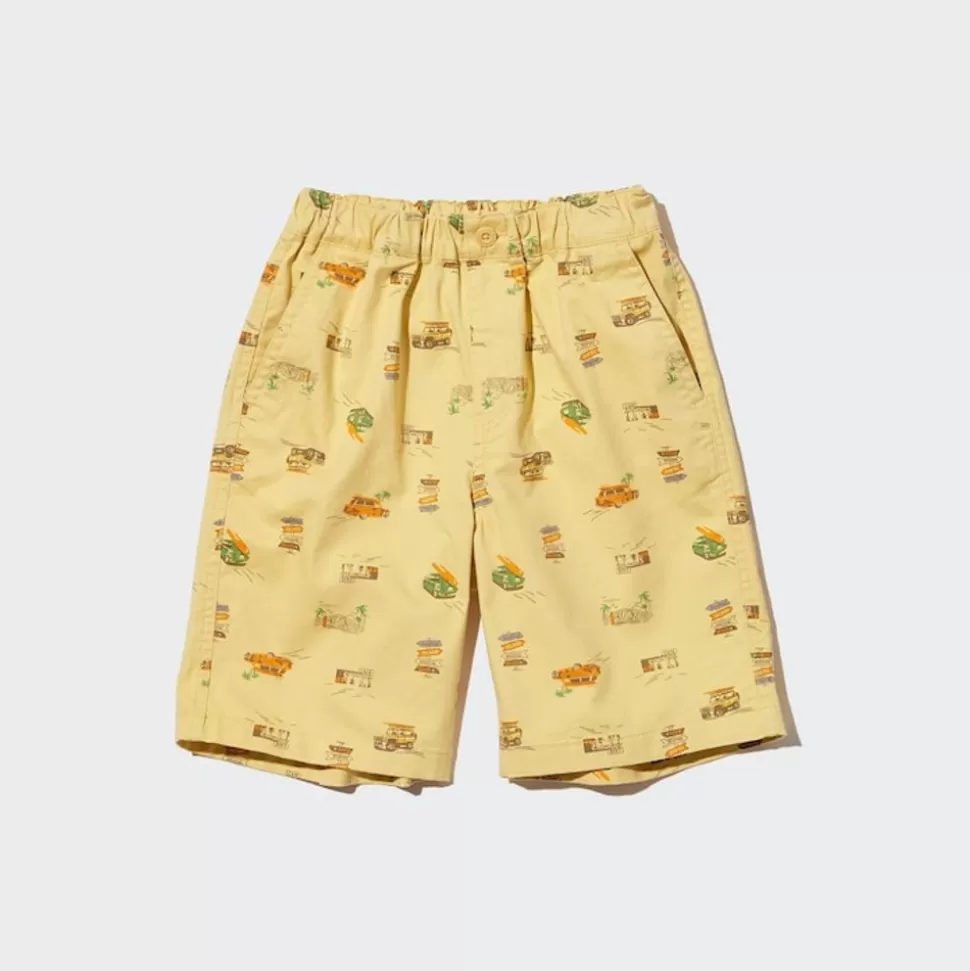 UNIQLO Hosen, Jogginghosen & Leggings*Kinder Gemusterte Baumwolle Stretch Easy Shorts Gelb