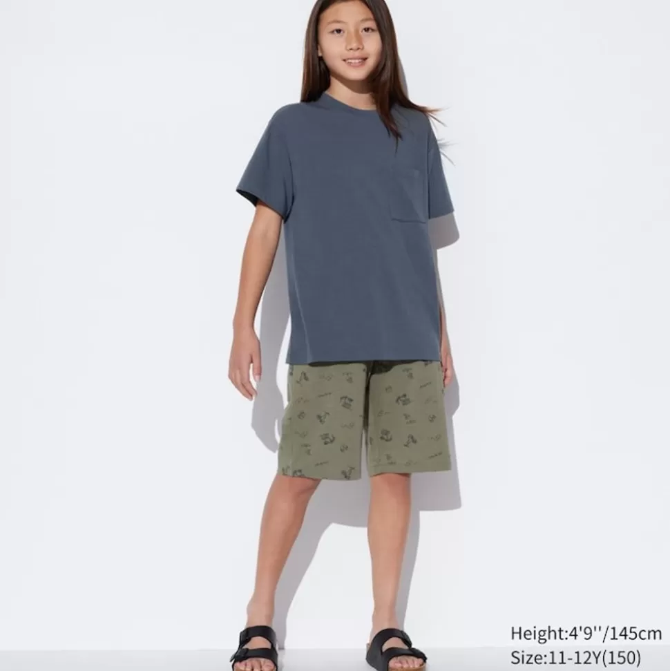 UNIQLO Airism Kuhlender Komfort*Kinder Gemustertes Airism Baumwolle Kurzarm Lounge Set
