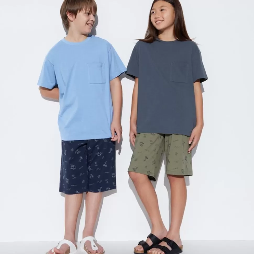 UNIQLO Pyjamas*Kinder Gemustertes Airism Baumwolle Kurzarm Lounge Set