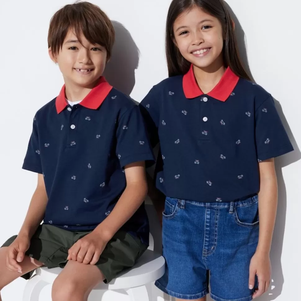 UNIQLO T-Shirts, Bh-Tops & Poloshirts*Kinder Gemustertes Dry Pique Poloshirt