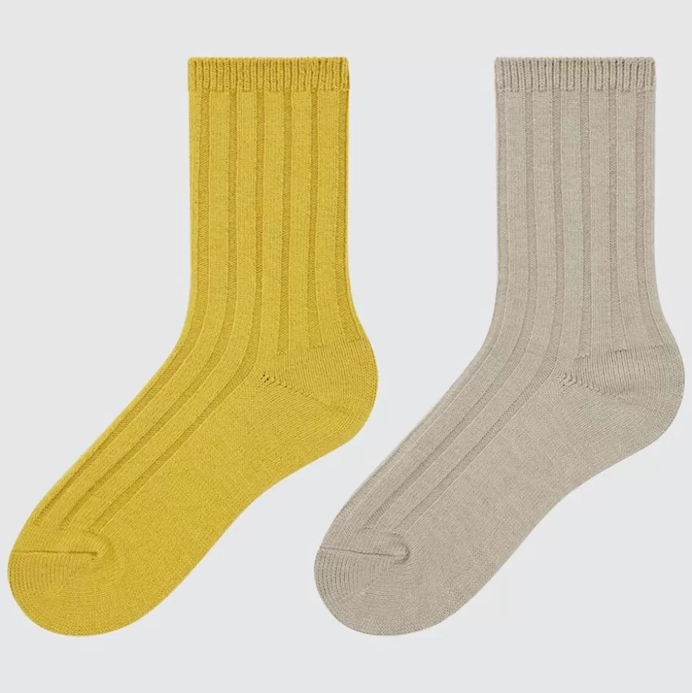 UNIQLO Socken, Strumpfhosen & Leggings*Kinder Gerippte Heattech Socken (2 Paar) Gelb