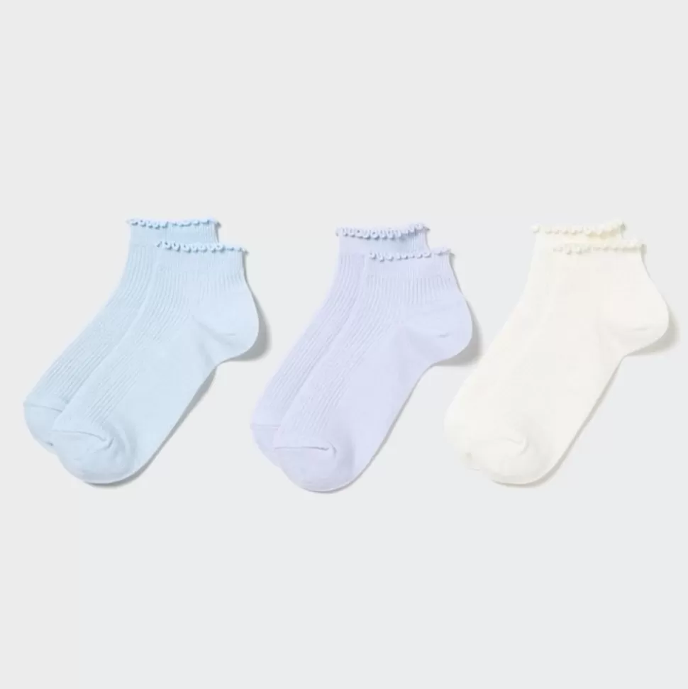 UNIQLO Socken, Strumpfhosen & Leggings*Kinder Gerippte Kurzsocken (3 Paar) Hellblau