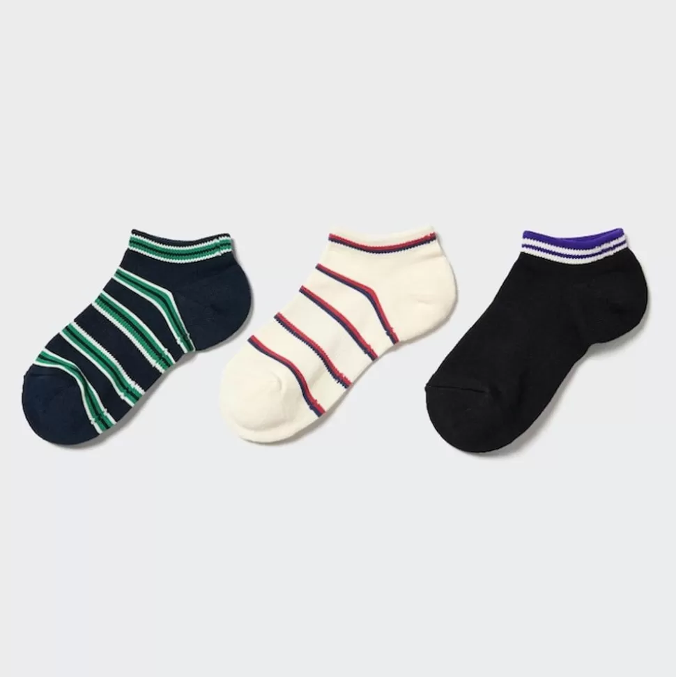 UNIQLO Socken, Strumpfhosen & Leggings*Kinder Gestreifte Kurzsocken (3 Paar) Dunkelblau