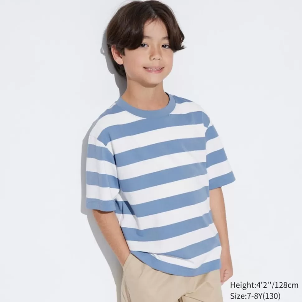UNIQLO Airism Kuhlender Komfort*Kinder Gestreiftes Airism Baumwolle T-Shirt