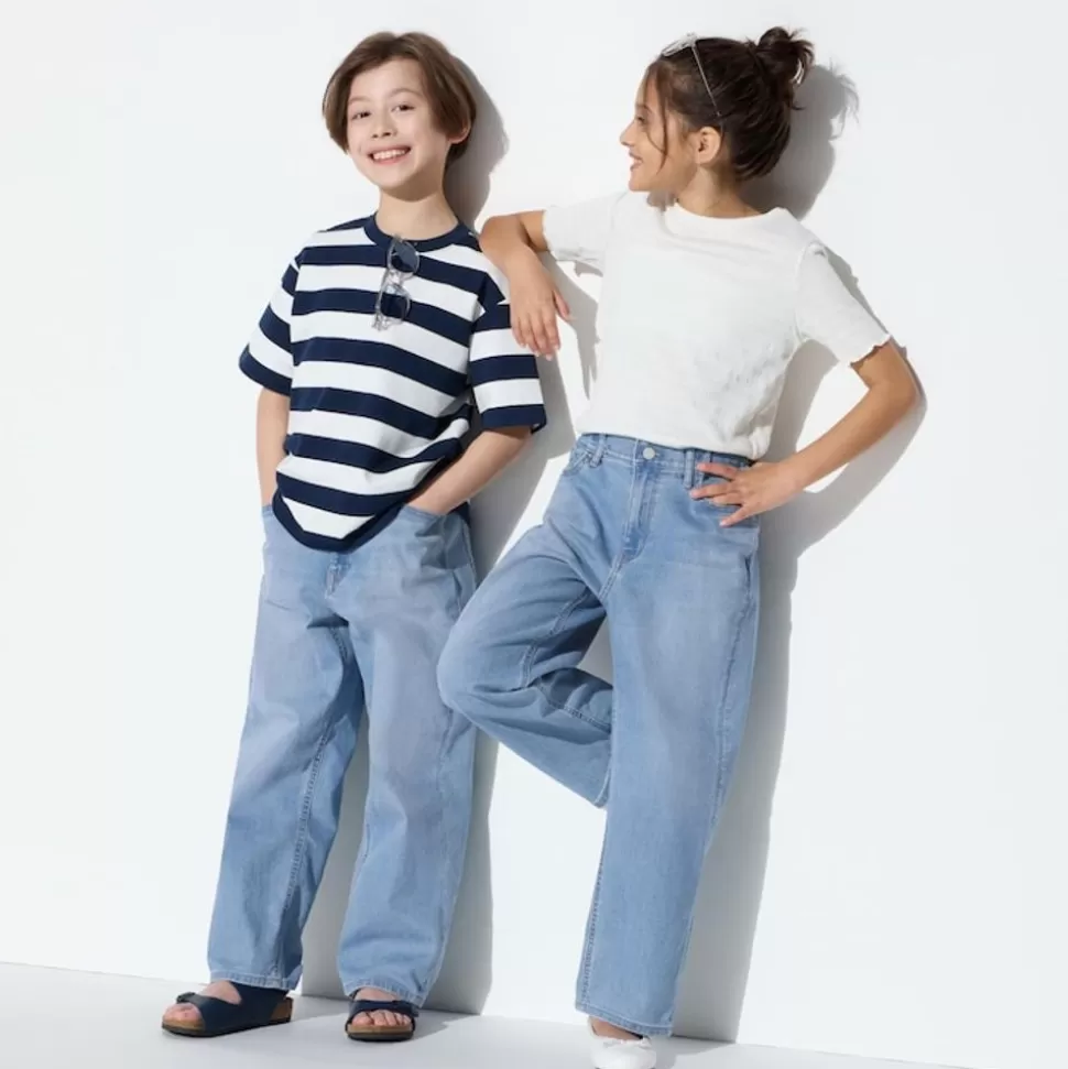 UNIQLO Hosen, Jogginghosen & Leggings*Kinder Jeans Mit Reisverschluss (Wide Fit) Blau