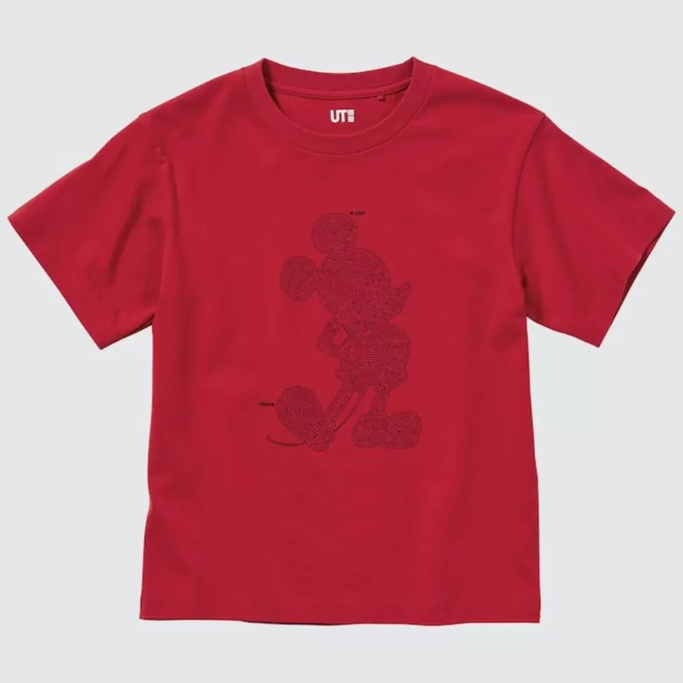 UNIQLO T-Shirts, Bh-Tops & Poloshirts*Kinder Mickey Stands Ut Bedrucktes T-Shirt Rot
