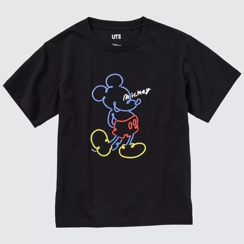UNIQLO T-Shirts, Bh-Tops & Poloshirts*Kinder Mickey Stands Ut Bedrucktes T-Shirt Schwarz