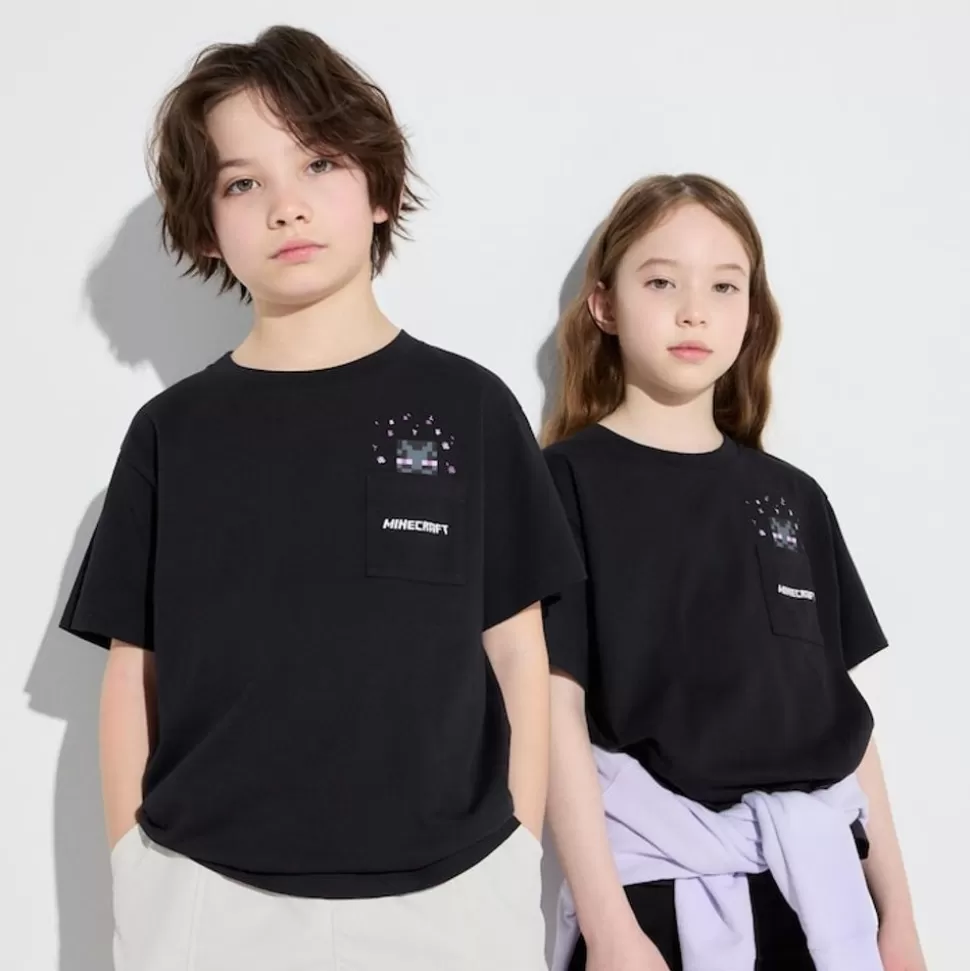 UNIQLO T-Shirts, Bh-Tops & Poloshirts*Kinder Minecraft Ut Bedrucktes T-Shirt Schwarz