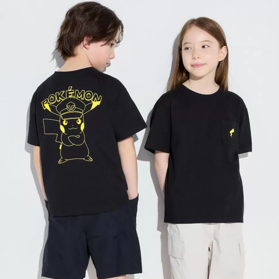 UNIQLO T-Shirts, Bh-Tops & Poloshirts*Kinder Pokemon Ut Bedrucktes T-Shirt Schwarz