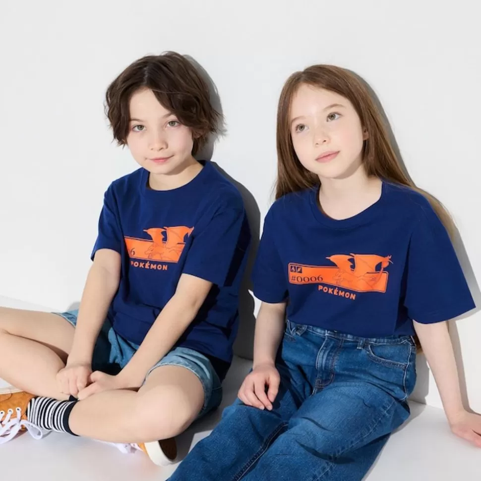 UNIQLO T-Shirts, Bh-Tops & Poloshirts*Kinder Pokemon Ut Bedrucktes T-Shirt Dunkelblau