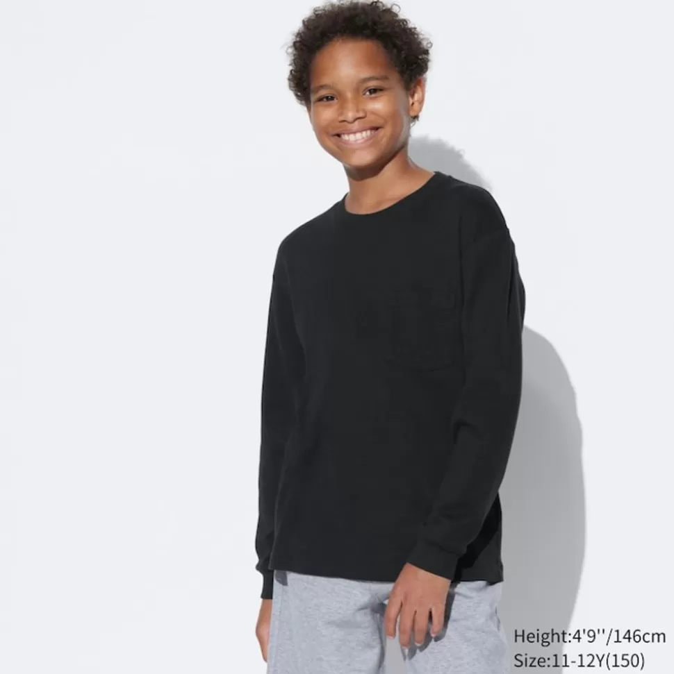 UNIQLO T-Shirts, Bh-Tops & Poloshirts*Kinder Sanftes Velours Langarmshirt