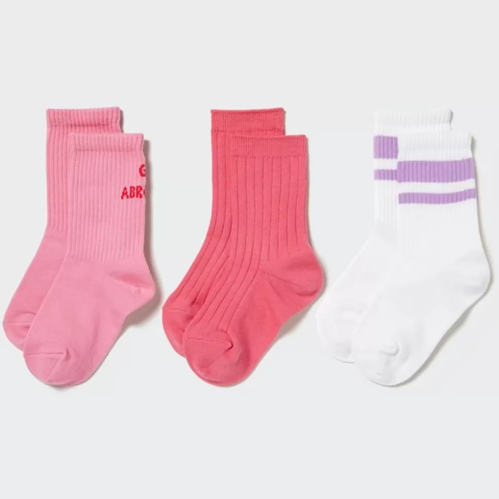 UNIQLO Socken, Strumpfhosen & Leggings*Kinder Socken Mit Logo (3 Paar) Pink