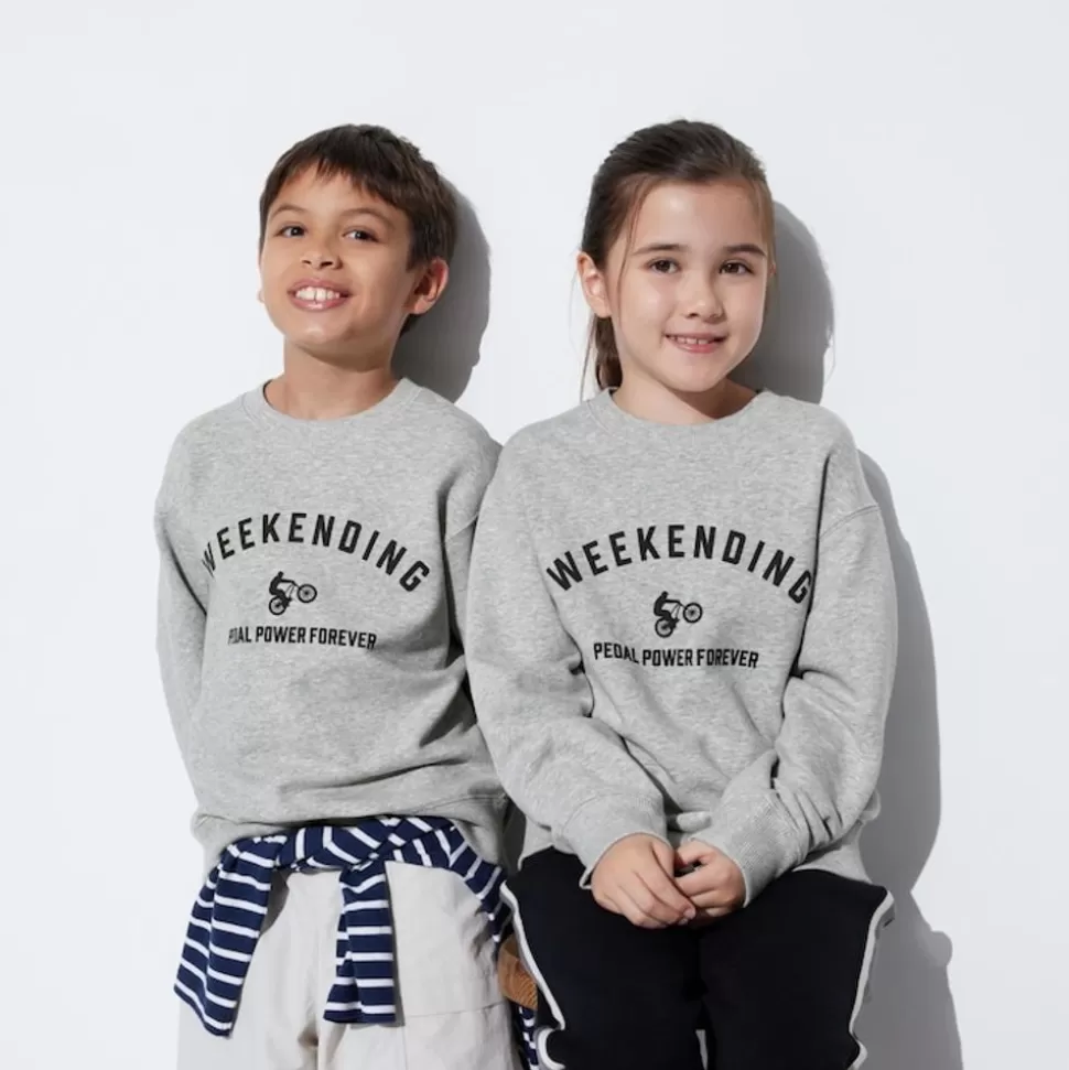 UNIQLO Sweatshirts*Kinder Ultra Stretch Langarmshirt Mit Print Grau