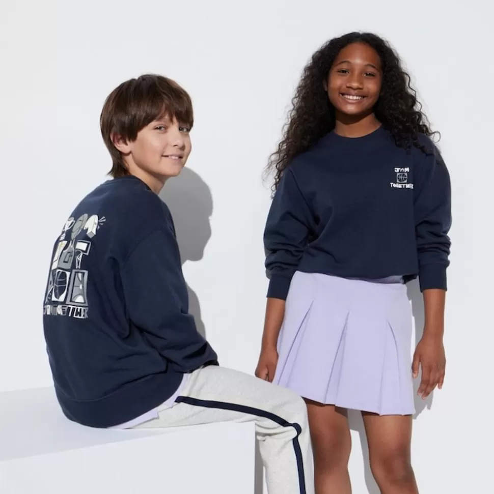 UNIQLO Sweatshirts*Kinder Ultra Stretch Langarmshirt Mit Print Dunkelblau