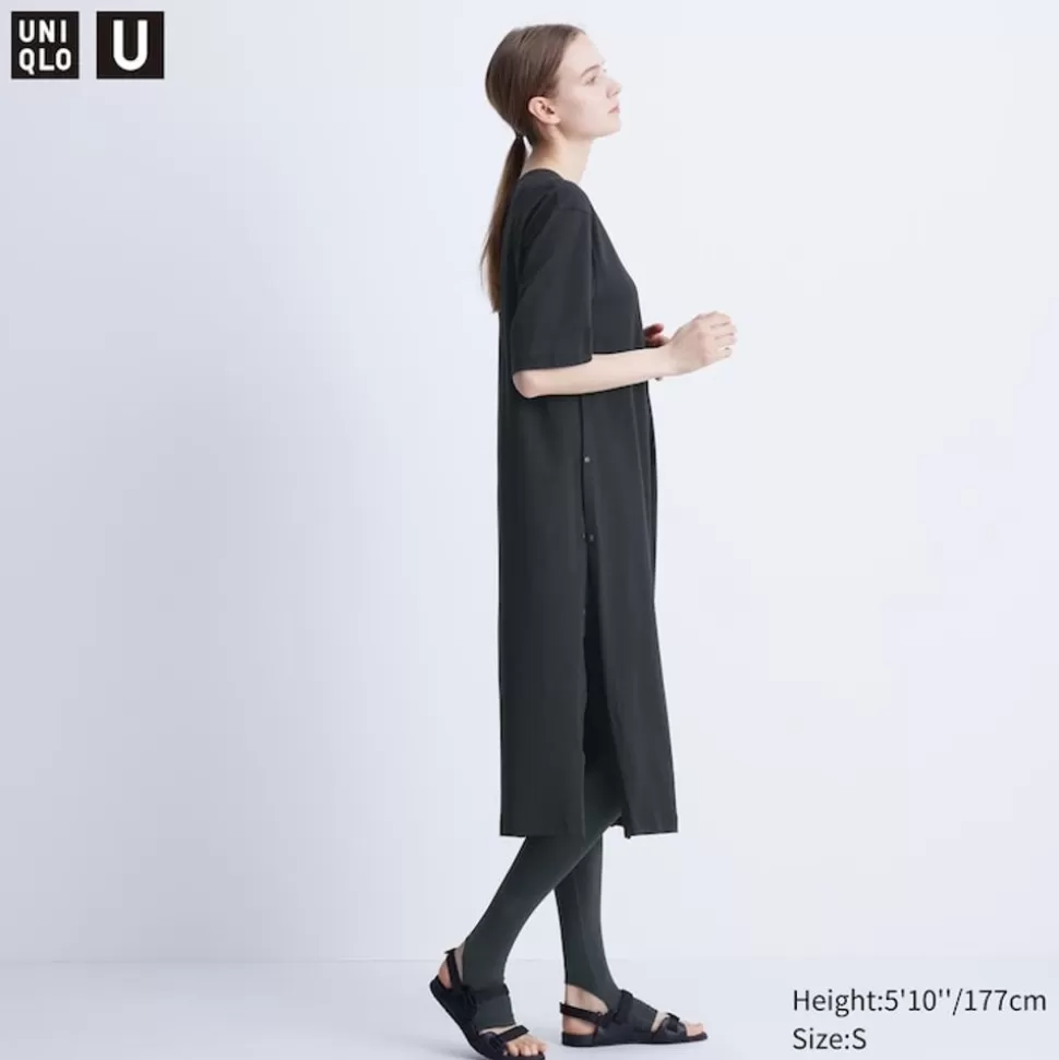 UNIQLO Kleider, Jumpsuits & Overalls*Krepp Baumwolle Kurzarm T-Shirt-Kleid