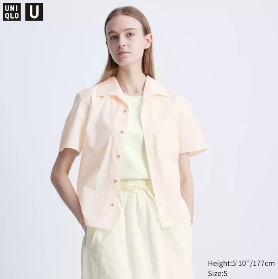 UNIQLO Hemden & Blusen*Kurzarm Bluse Mit Weitem Kragen