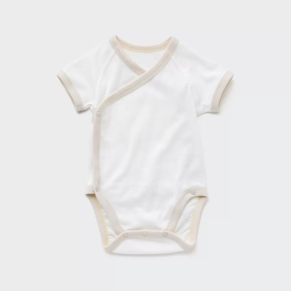 UNIQLO Strampler & Bodys*Kurzarm Body (Vordere Offnung, Colourblock) Grauweis