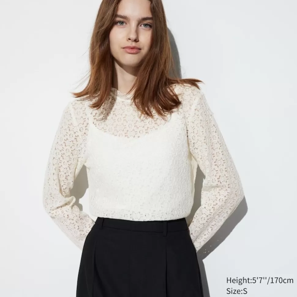 UNIQLO Hemden & Blusen*Langarm Bluse Mit Spitze