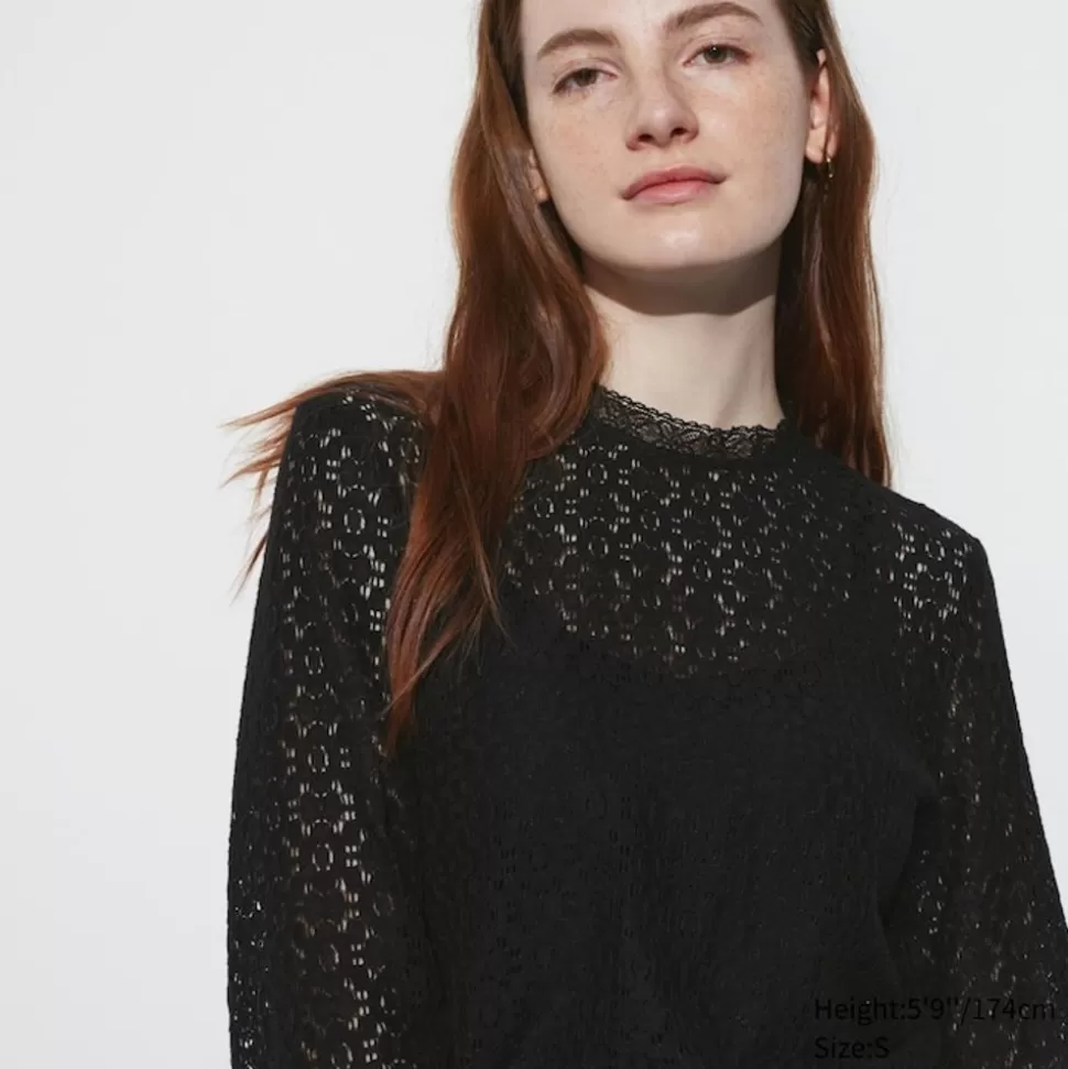 UNIQLO Hemden & Blusen*Langarm Bluse Mit Spitze
