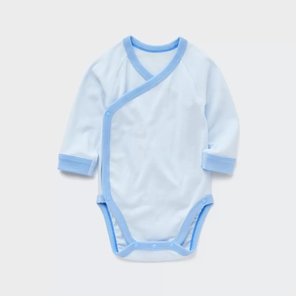 UNIQLO Strampler & Bodys*Langarm Body (Vordere Offnung, Colourblock) Hellblau