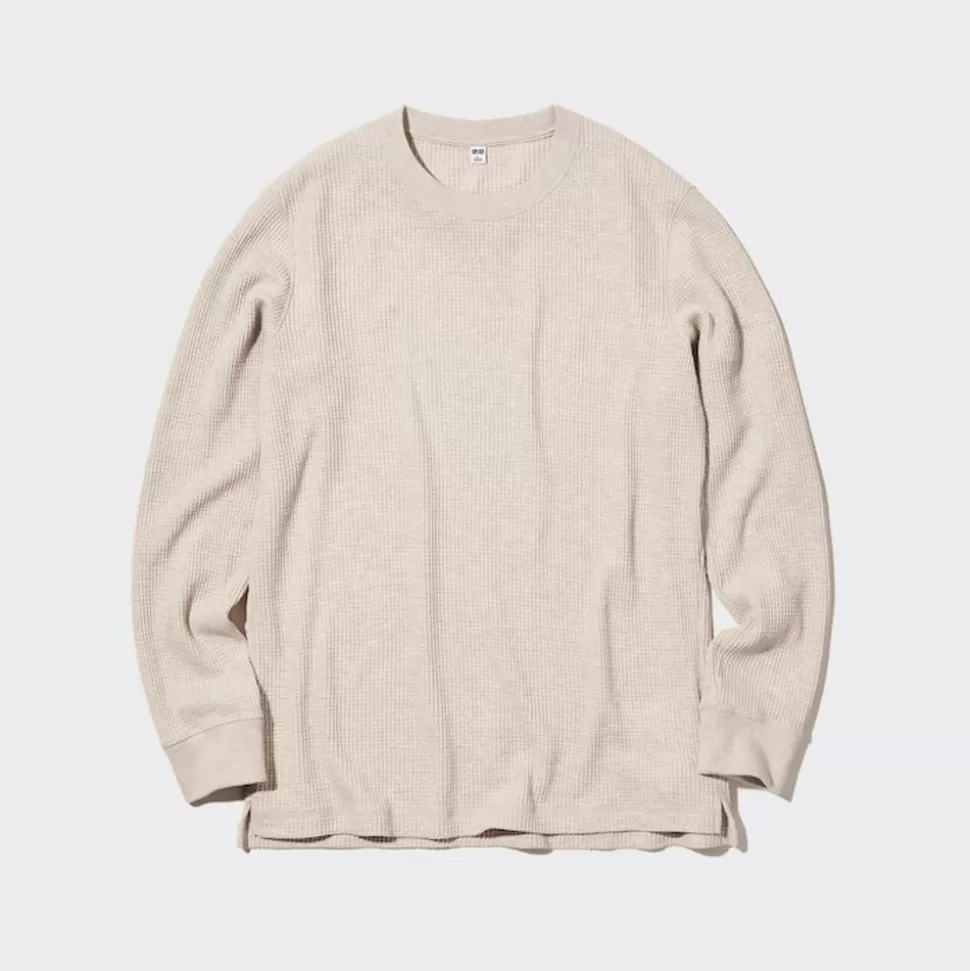 UNIQLO T-Shirts & Oberteile*Langarmshirt In Waffeloptik Beige