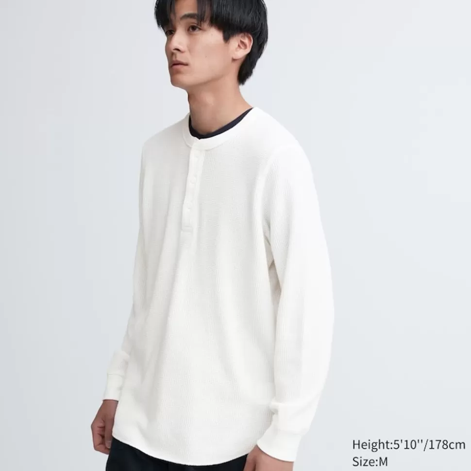 UNIQLO T-Shirts & Oberteile*Langarmshirt In Waffeloptik Mit Henley-Kragen