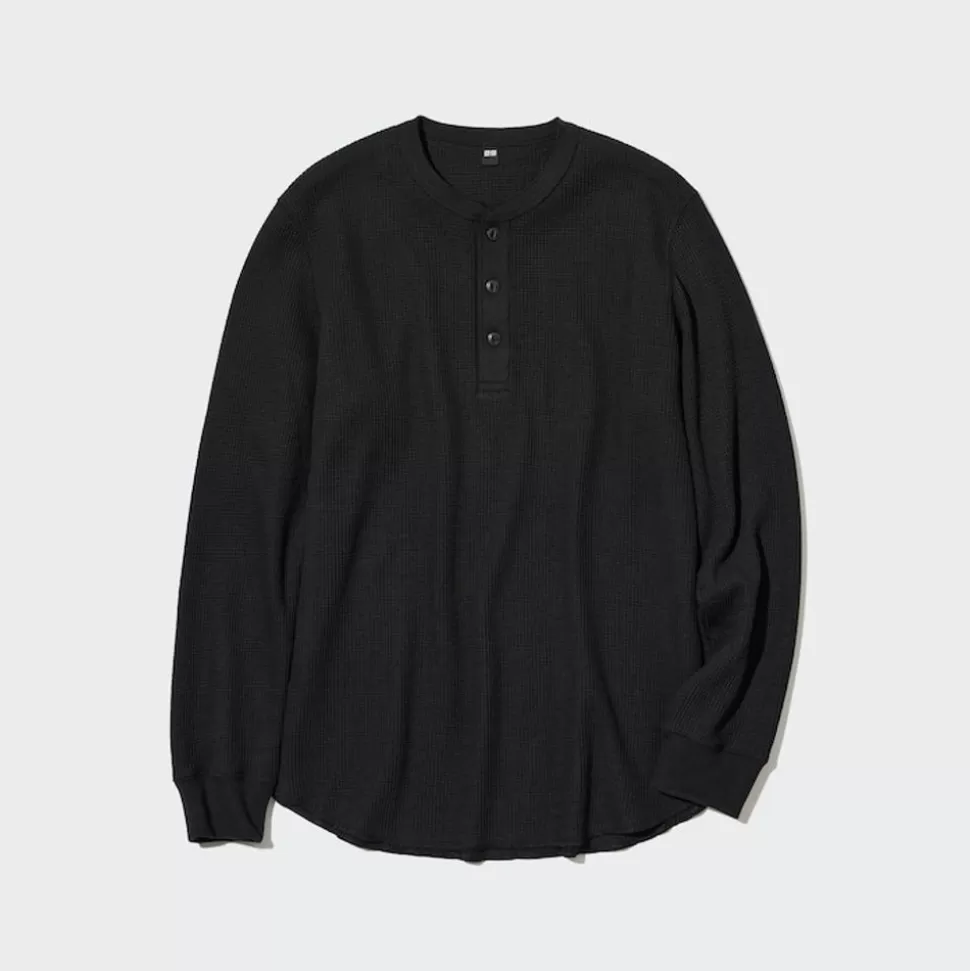 UNIQLO T-Shirts & Oberteile*Langarmshirt Mit Henley-Ausschnitt In Waffeloptik