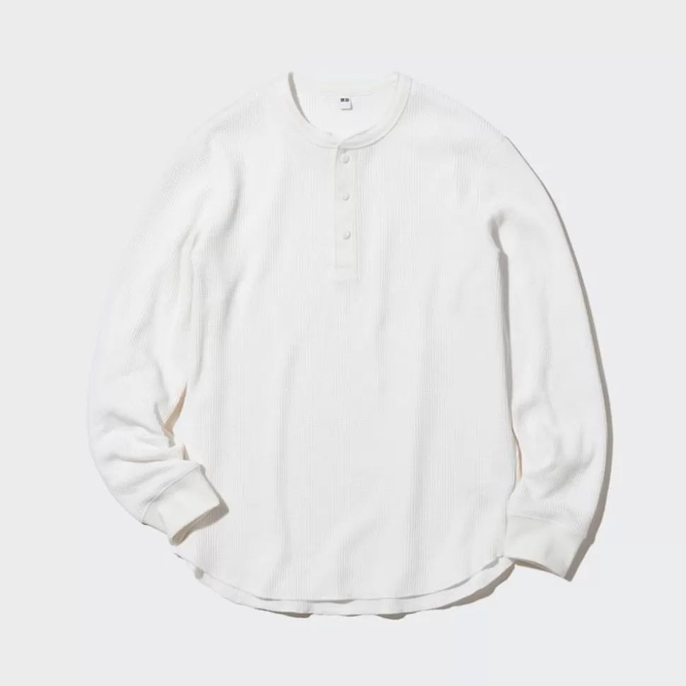 UNIQLO T-Shirts & Oberteile*Langarmshirt Mit Henley-Ausschnitt Und Waffeloptik