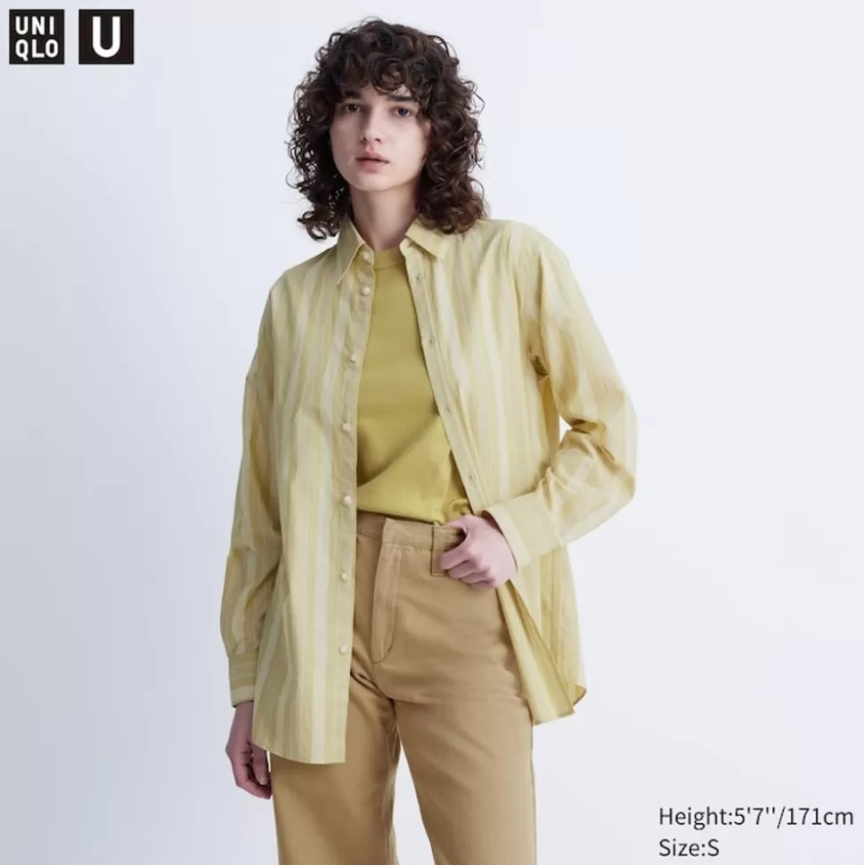 UNIQLO Hemden & Blusen*Lange Gestreifte Langarm Bluse (Relaxed Fit)