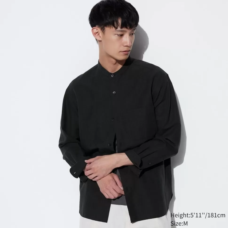 UNIQLO Hemden*Leinen Baumwolle Langarm Hemd Mit Stehkragen