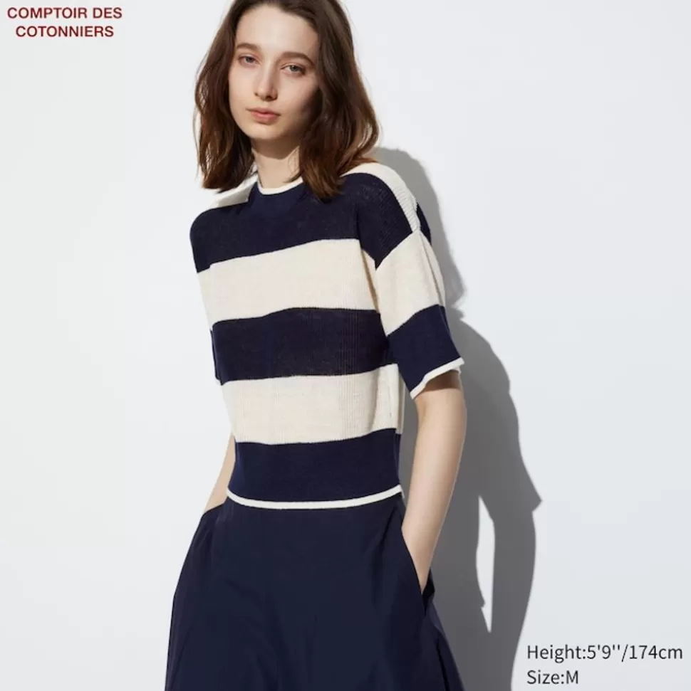 UNIQLO Pullover & Strickjacken*Leinen Halbarm Pullover
