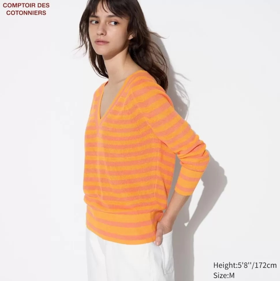 UNIQLO Pullover & Strickjacken*Leinen Pullover Mit V-Ausschnitt
