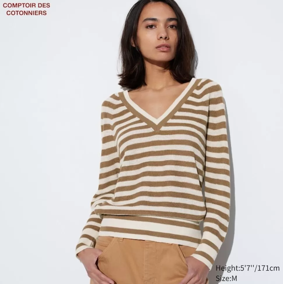 UNIQLO Pullover & Strickjacken*Leinen Pullover Mit V-Ausschnitt