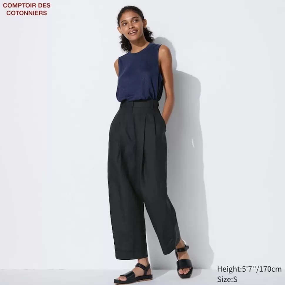 UNIQLO Hosen, Leggings & Jogginghosen*Lyocell Leinen Bundfaltenhose (Tapered Fit)