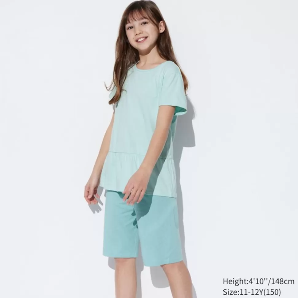 UNIQLO Airism Kuhlender Komfort*Madchen Airism Baumwolle Kurzarm Lounge Set