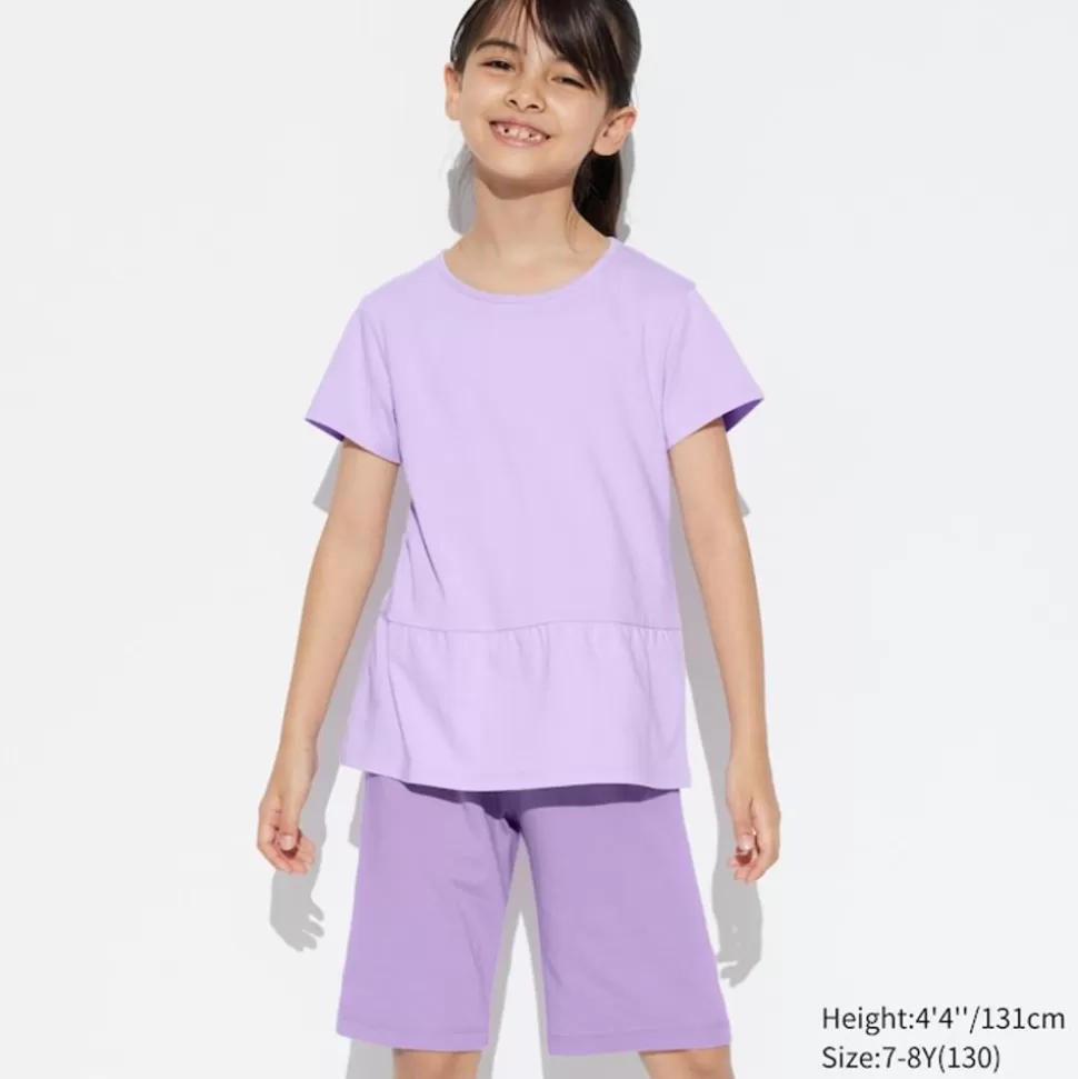 UNIQLO Pyjamas*Madchen Airism Baumwolle Kurzarm Lounge Set