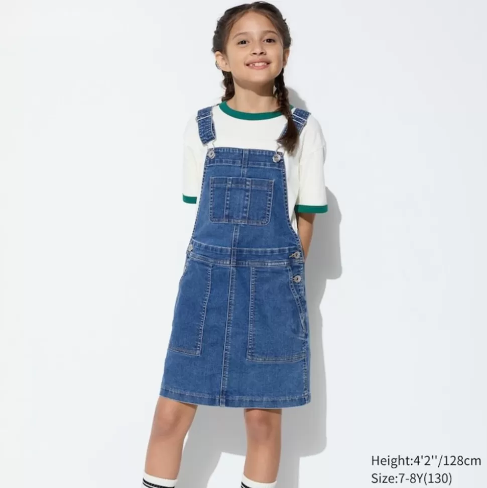 UNIQLO Kleider & Jumpsuits*Madchen Denim Latzkleid Blau