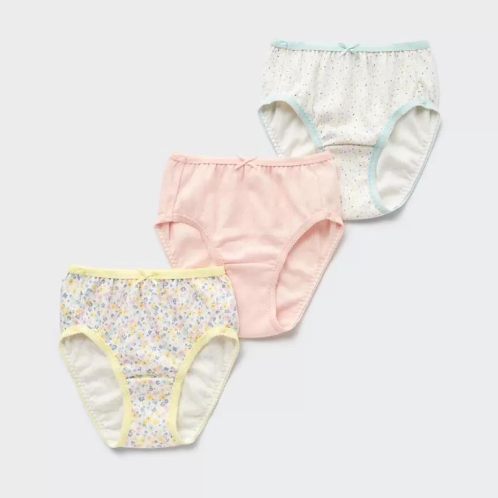 UNIQLO Bhs & Unterwäsche*Madchen Gemusterter Slip (3Er-Set) Grauweis